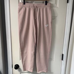 Nike Pink Fleece Joggers with White Swoosh Size Medium